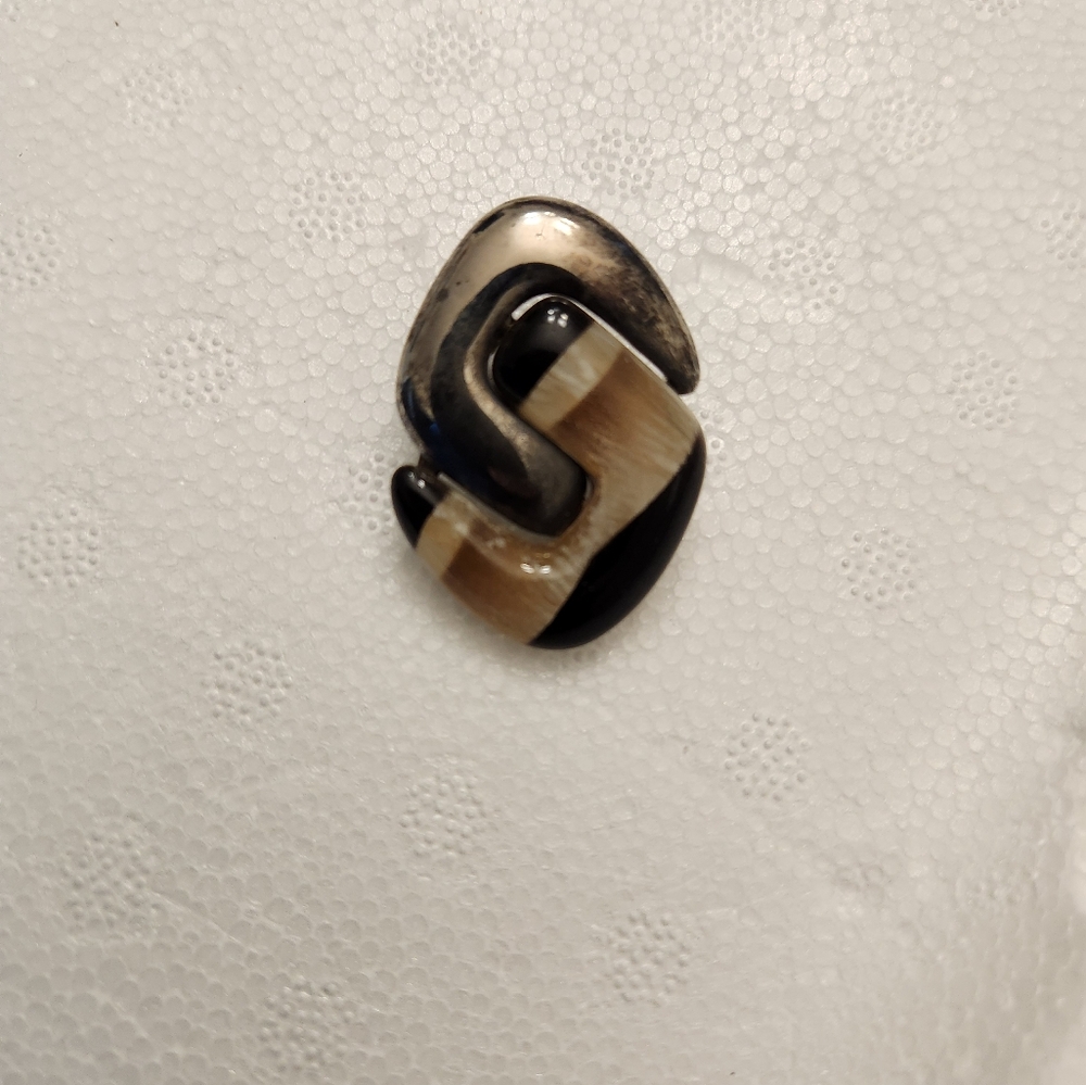 Silver and Black Abstract Earrings